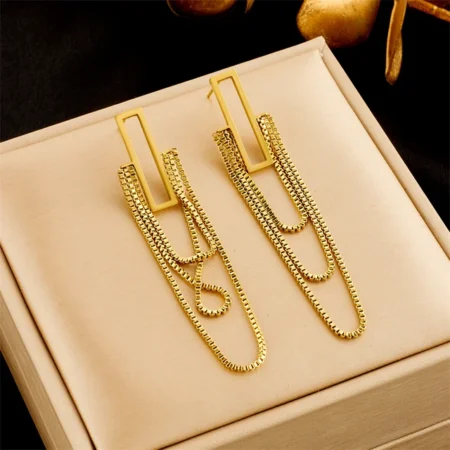 Multi-layer Chain Tassel Earrings