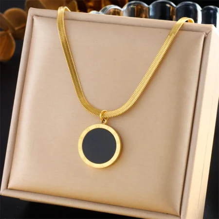 Black Circle Digit Time Necklace