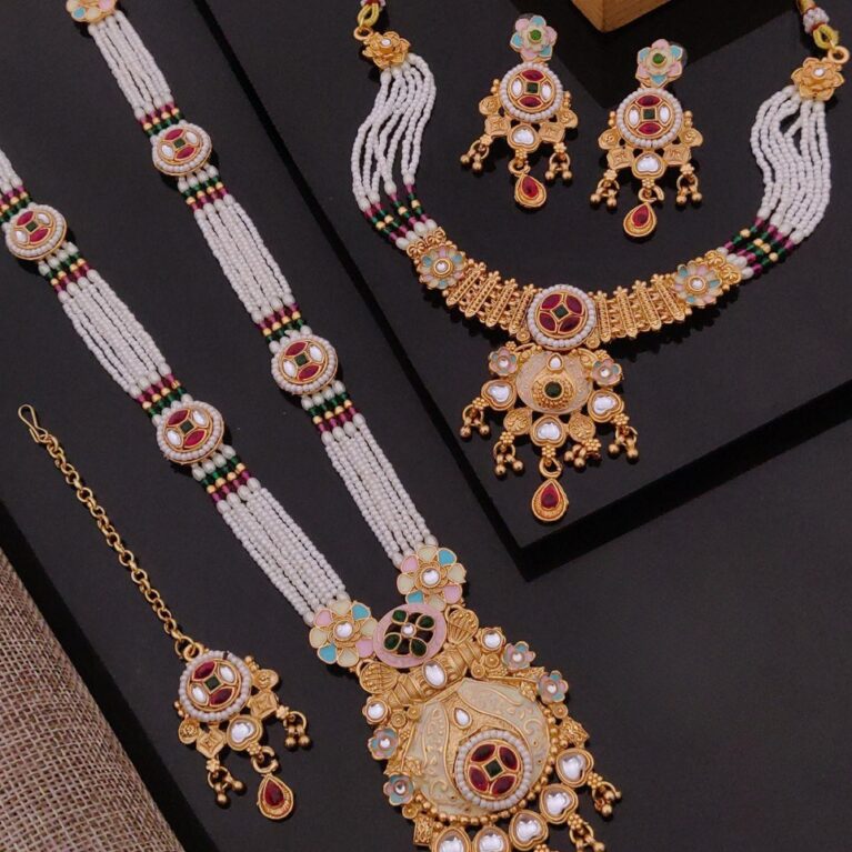 Pearl Moti Long Mala Pendant Combo Set