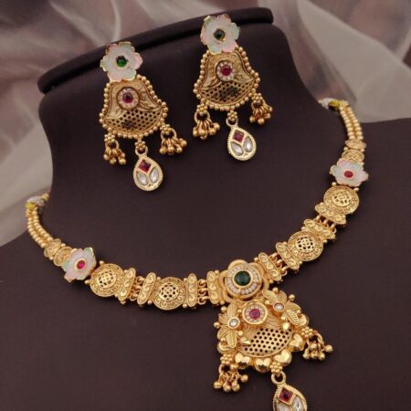 Classic Brass High Gold Plated Necklace Set