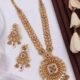 Classic Brass High Gold Plated Long Necklace Set