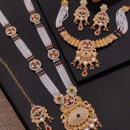 Pearl Moti Long Mala Pendant Combo Set