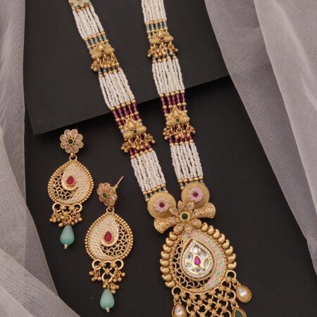Pearl Moti Long Mala Pendant Combo Set