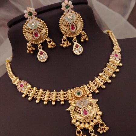 Classic Brass High Gold Plated Necklace Set