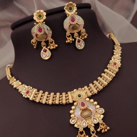 Classic Brass High Gold Plated Necklace Set
