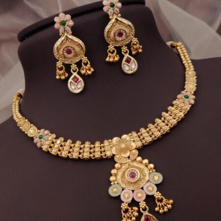 Classic Brass High Gold Plated Necklace Set